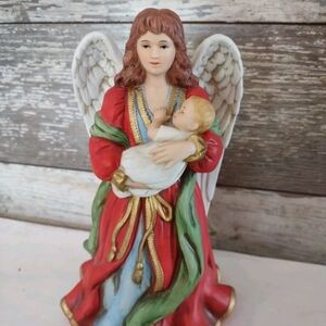 HOMCO BISQUE  PORCELAIN FINISH VTG GUARDIAN ANGELw/ FIGURINE  #1432